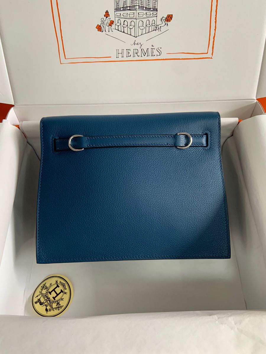 Hermes Kelly Danse II Bag In Deep Blue Evercolor Calfskin - Image 3