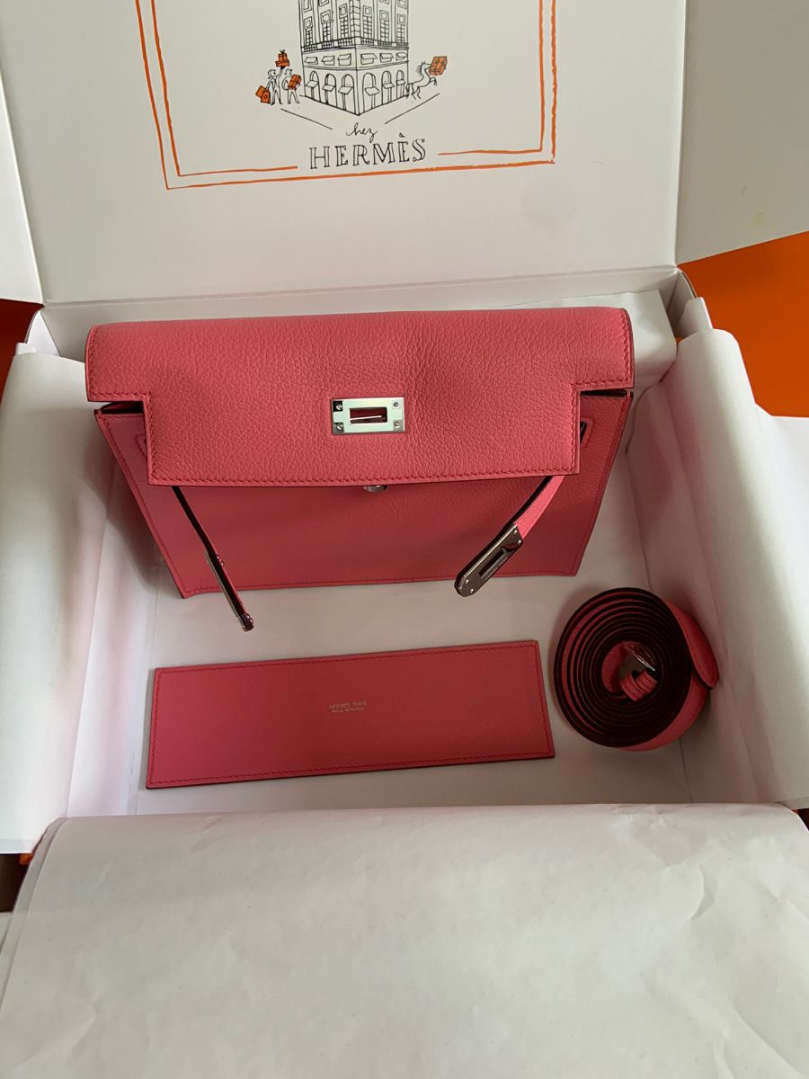 Hermes Kelly Danse II Bag In Rose Lipstick Evercolor Calfskin - Image 10