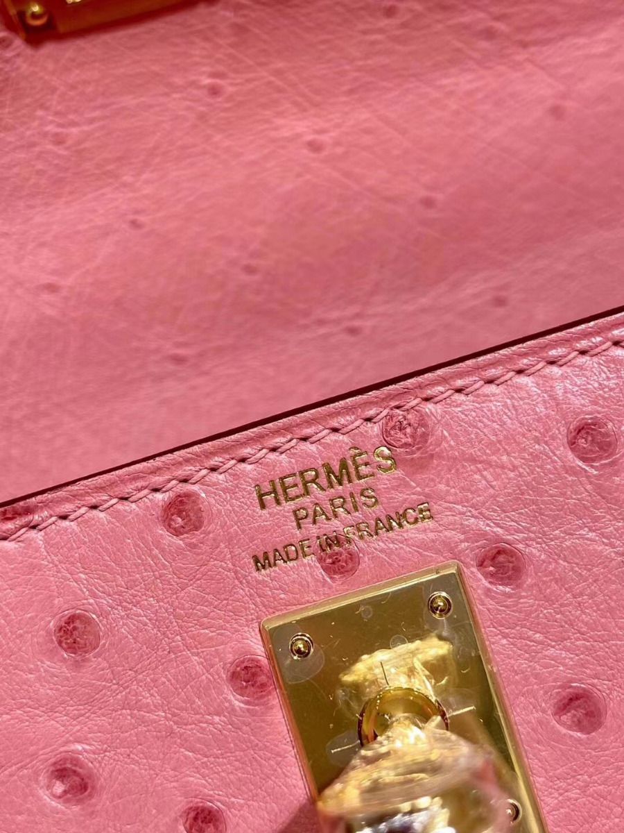 Hermes Kelly 25cm Handmade Bag In Terre Cutie Ostrich Skin - Image 9