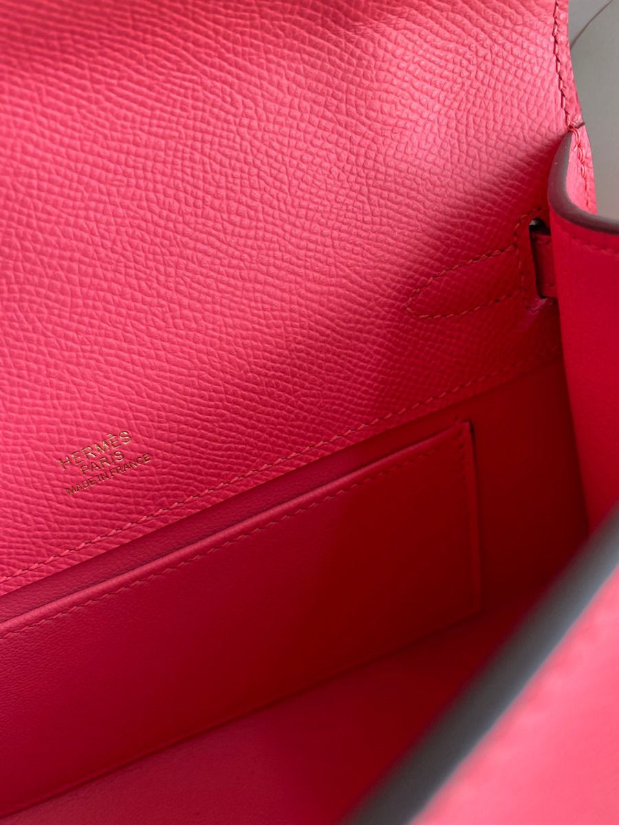 Hermes Kelly Pochette Handmade Bag In Rose Lipstick Epsom Calfskin - Image 10
