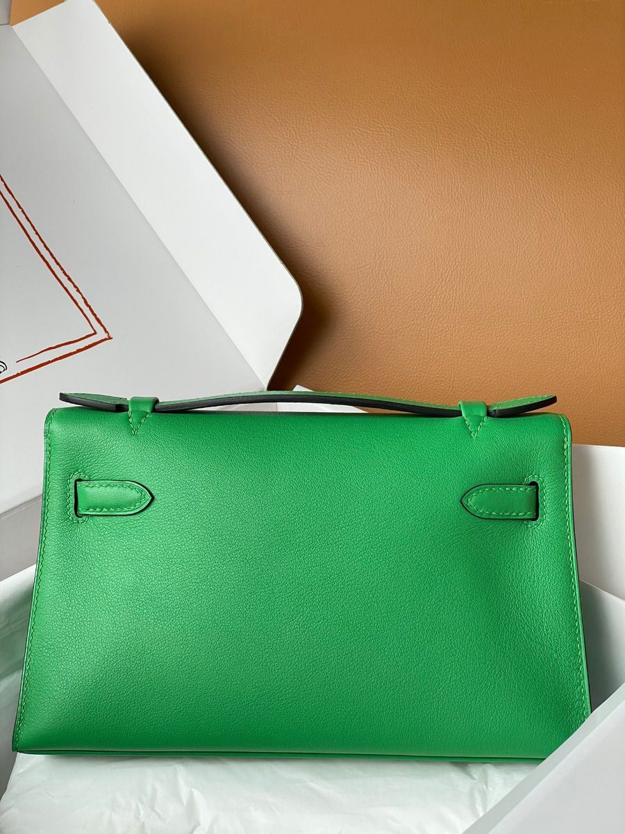 Hermes Kelly Pochette Handmade Bag In Bamboo Swift Calfskin - Image 3