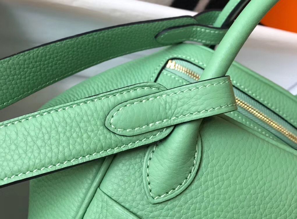 Hermes Lindy Mini Bag In Vert Criquet Clemence Leather GHW - Image 5