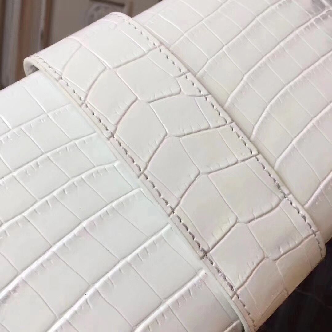 Hermes Medor Clutch Bag In White Crocodile Leather - Image 5