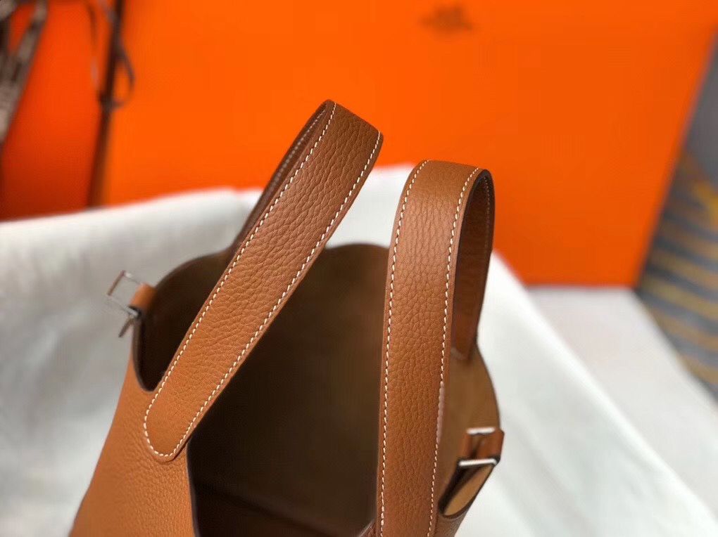 Hermes Picotin Lock 18 Bag In Gold Clemence Leather - Image 8