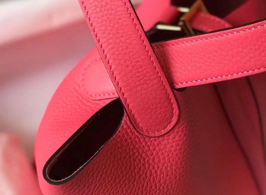 Hermes Picotin Lock 22 Bag In Rose Lipstick Clemence Leather - Image 8