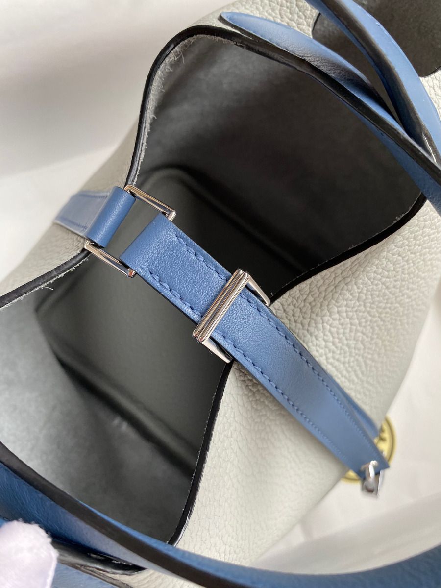 Hermes Picotin Lock 18 Bicolor Handmade Bag in Gris Mouette and Blue Agate Swift Leather - Image 5