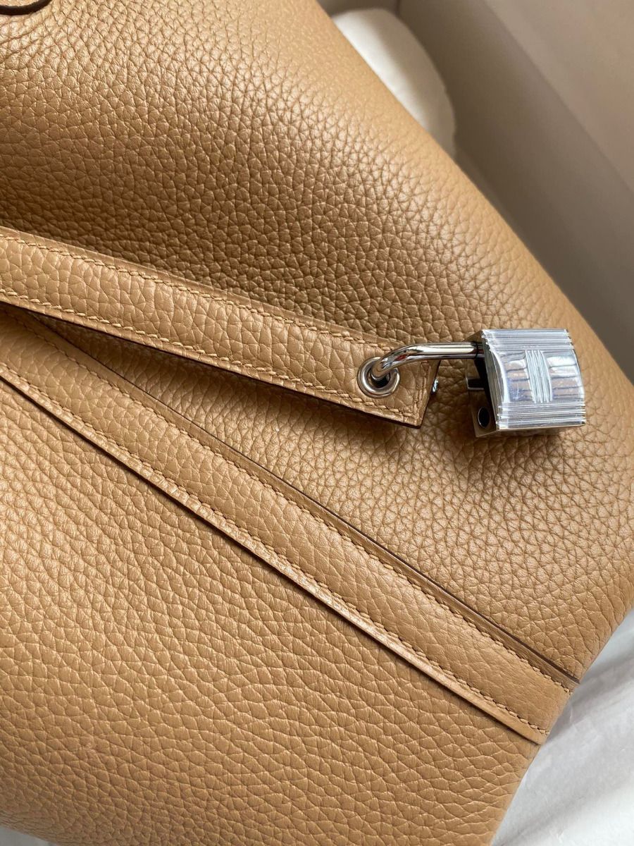 Hermes Picotin Lock 18 Handmade Bag in Chai Clemence Leather - Image 4