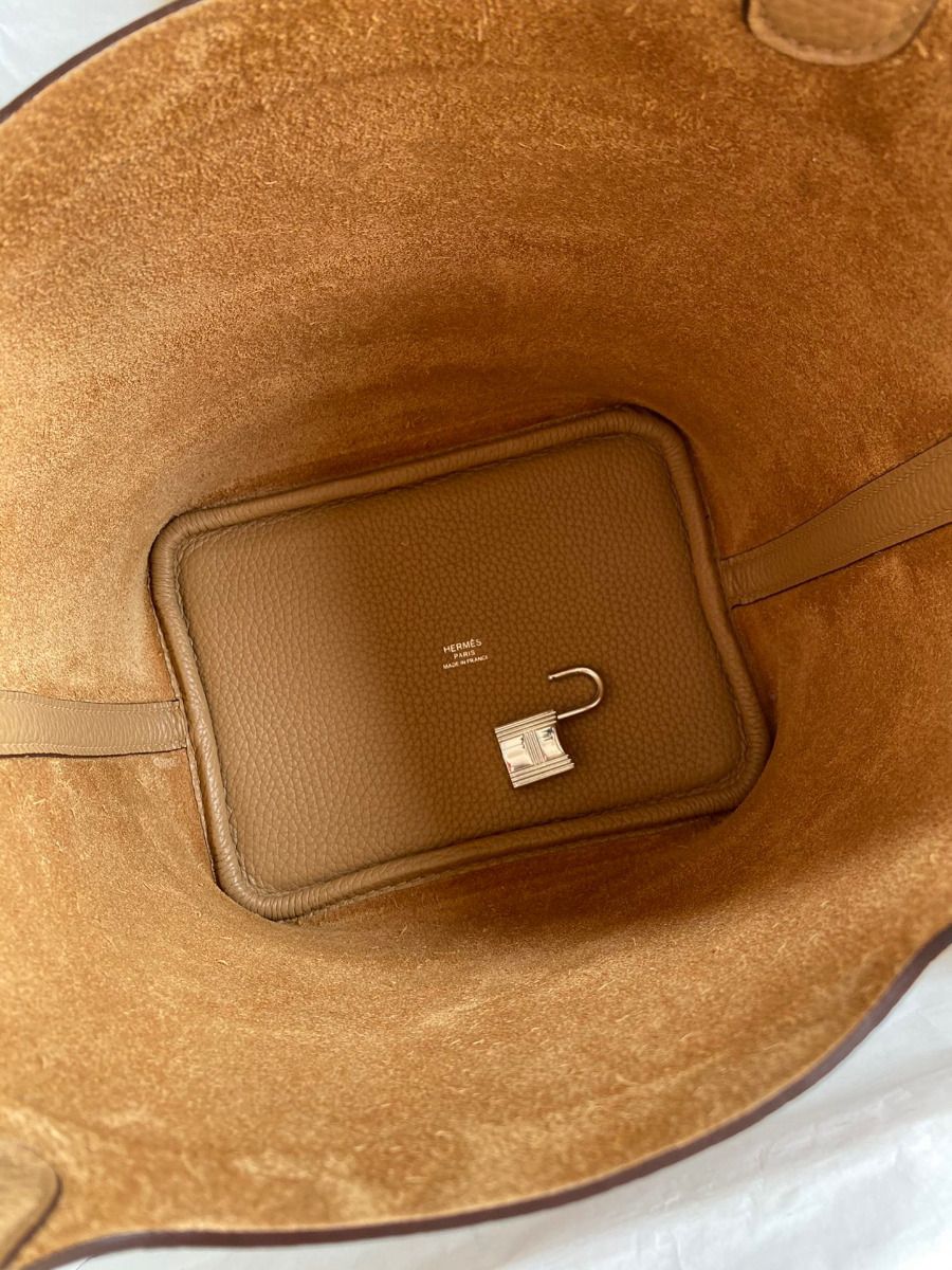 Hermes Picotin Lock 18 Handmade Bag in Chai Clemence Leather - Image 8