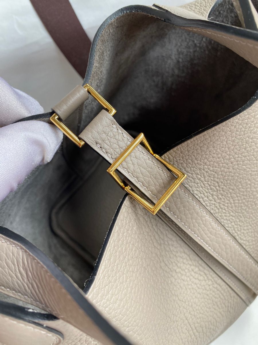 Hermes Picotin Lock 18 Handmade Bag in Gris Asphalt Clemence Leather - Image 13