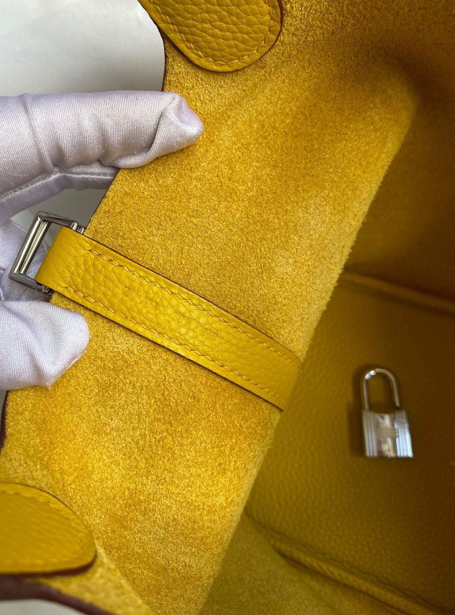 Hermes Picotin Lock 18 Handmade Bag in Jaune Ambre Clemence Leather - Image 8