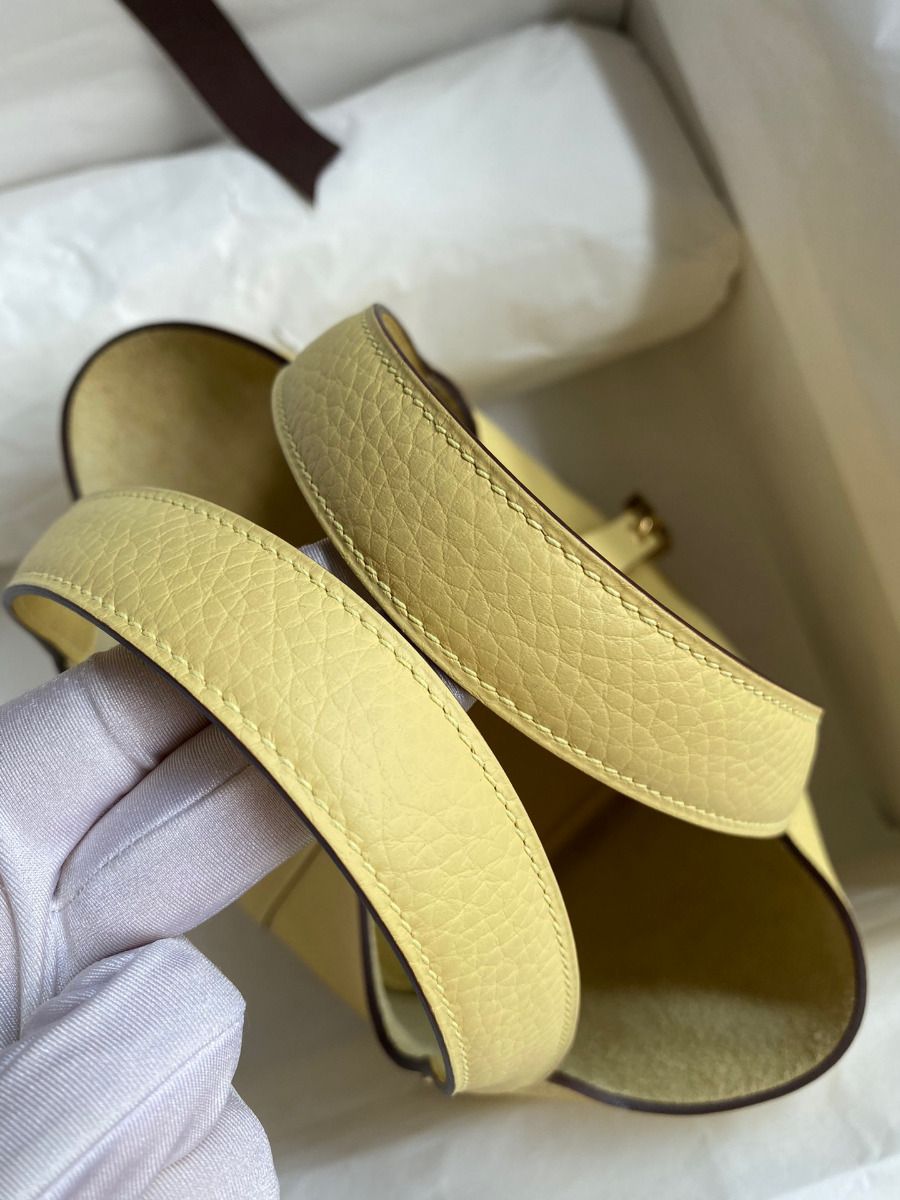 Hermes Picotin Lock 18 Handmade Bag in Jaune Poussin Clemence Leather - Image 6