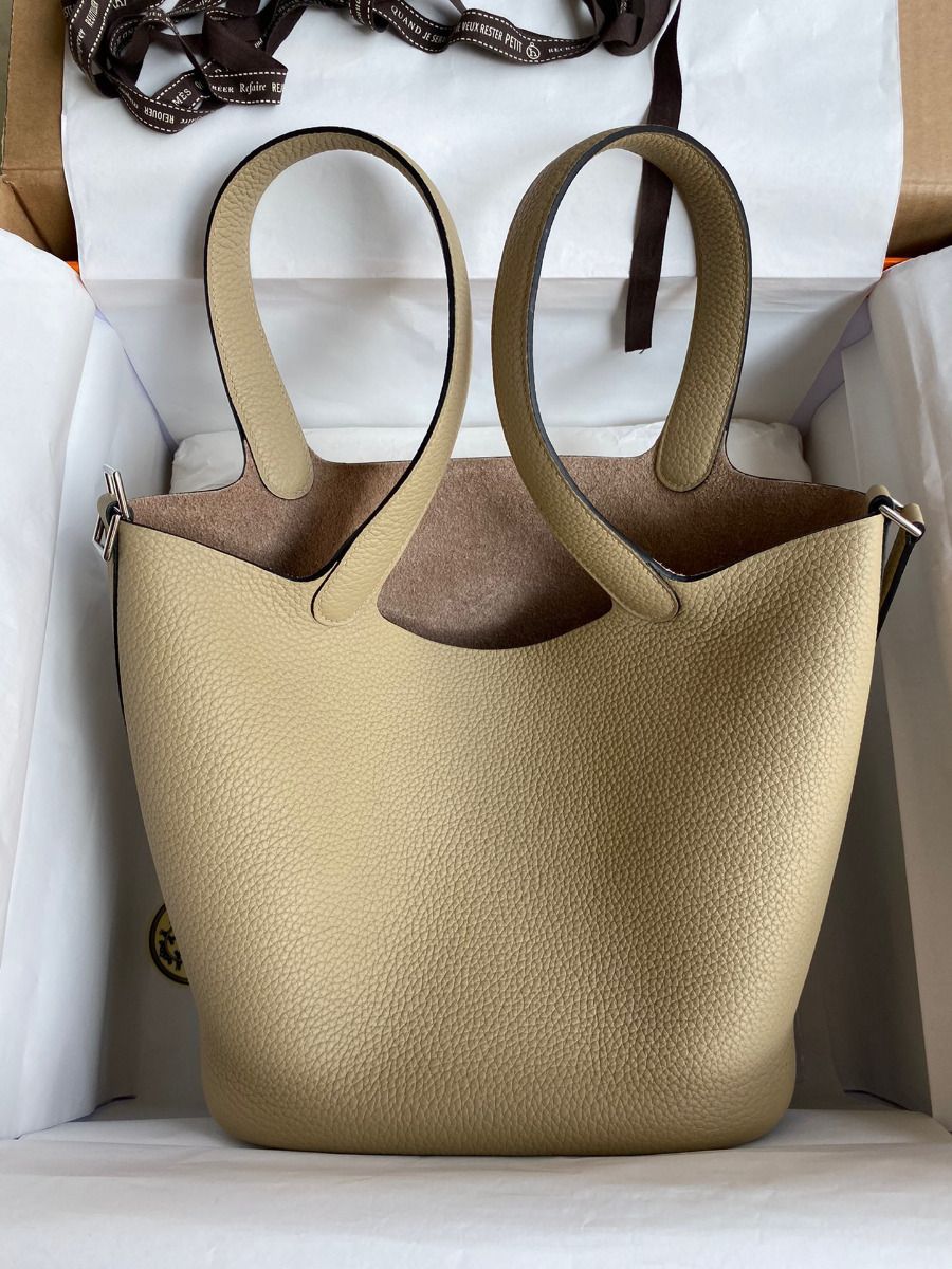 Hermes Picotin Lock 22 Handmade Bag in Trench Clemence Leather - Image 9