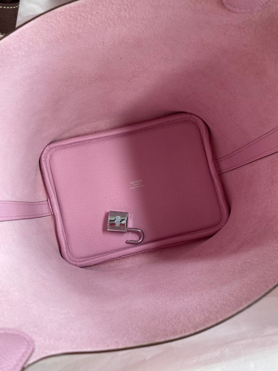 Hermes Picotin Lock 18 Tressage De Cuir Bag in Mauve Sylvestre Epsom Calfskin - Image 7