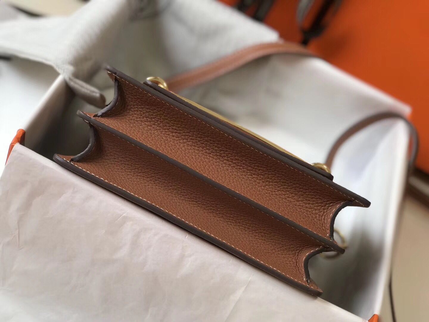 Hermes Mini Sac Roulis 18cm Bag In Brown Evercolor Calfskin - Image 5