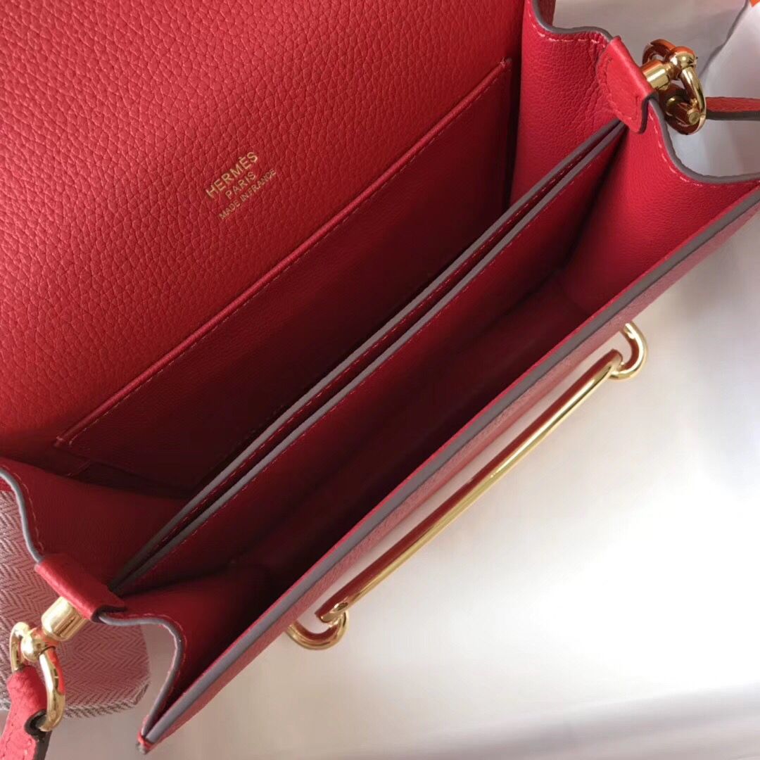 Hermes Mini Sac Roulis 18cm Bag In Red Evercolor Calfskin - Image 9