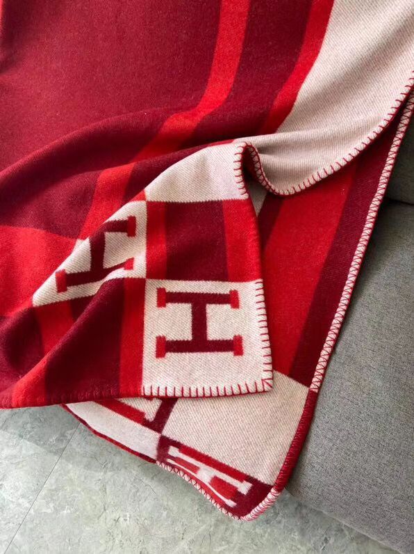 Hermes Red Avalon Bayadere Throw Blanket - Image 7