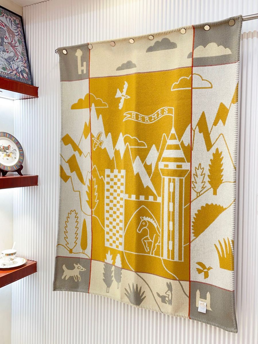 Hermes Avalon Epopee Blanket in Jaune Wool and Cashmere - Image 10