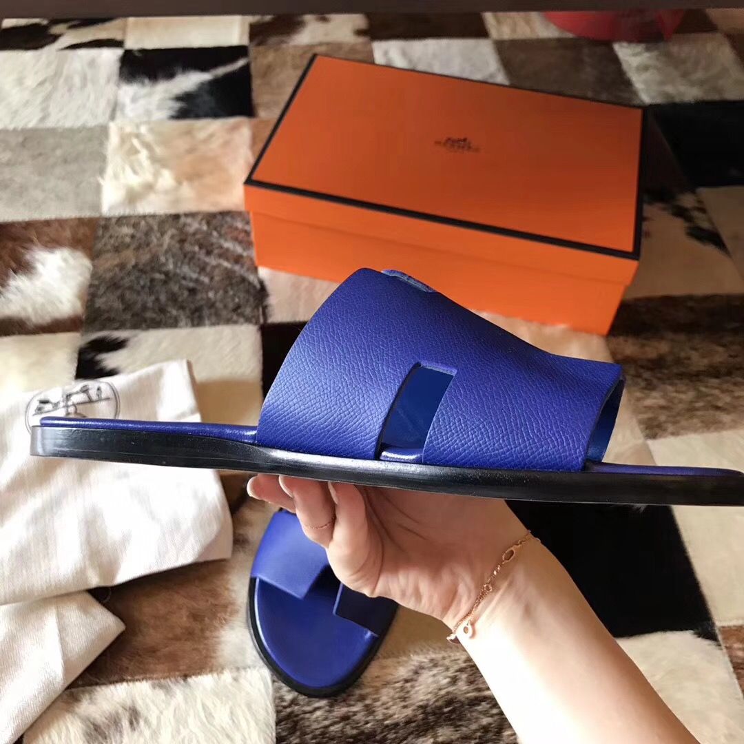 Hermes Izmir Sandals In Electric Blue Epsom Leather - Image 4