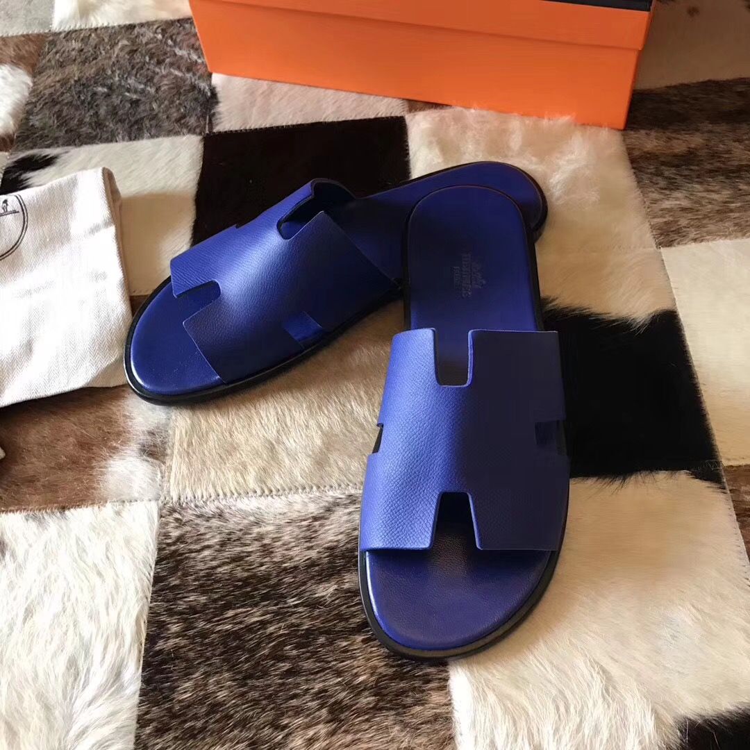 Hermes Izmir Sandals In Electric Blue Epsom Leather - Image 8