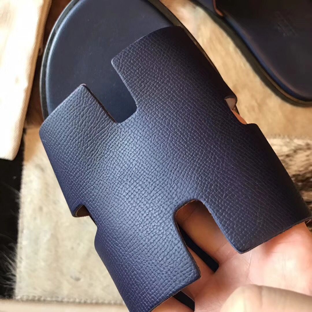 Hermes Izmir Sandals In Sapphire Epsom Leather - Image 8