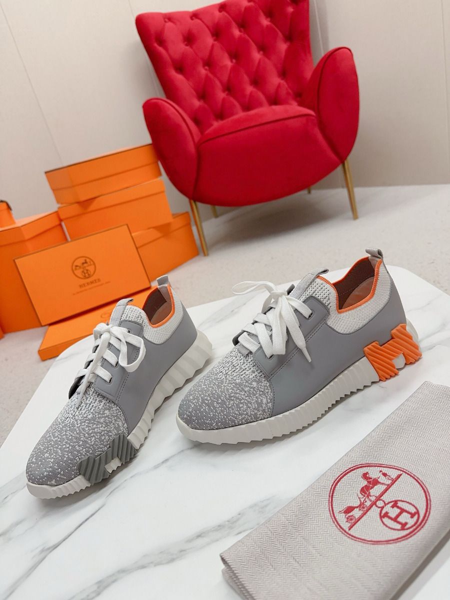 Hermes Men's Depart Sneakers in Grey Gradient Knit - Image 6