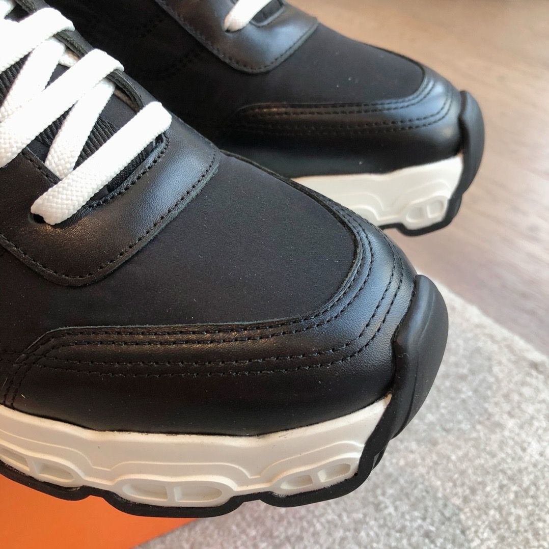 Hermes Men's Impulse Sneakers in Black Fabric and Leather - Image 6