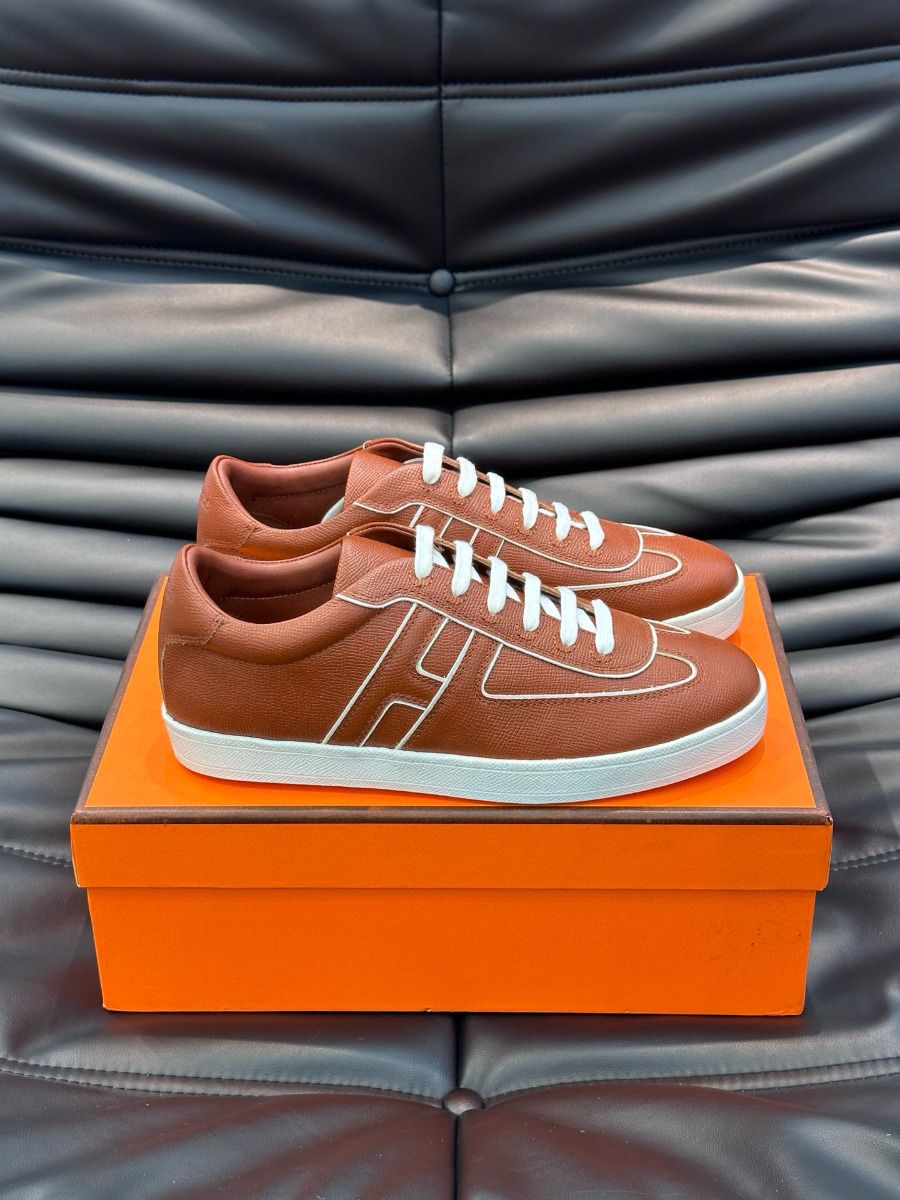Hermes Boomerang Sneakers In Brown Epsom Calfskin - Image 5