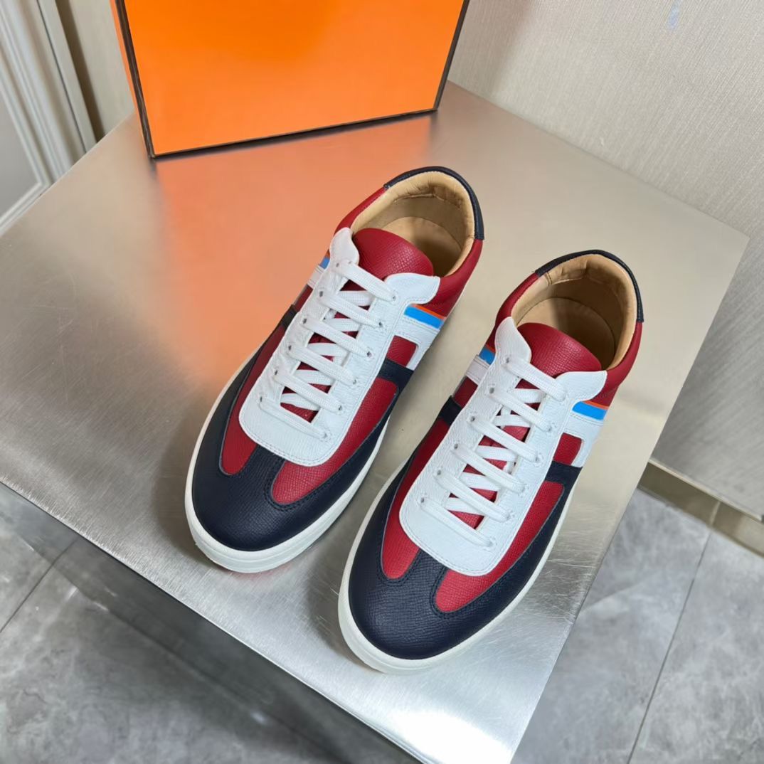 Hermes Boomerang Sneakers In Multicolore Bordeaux Leather - Image 4