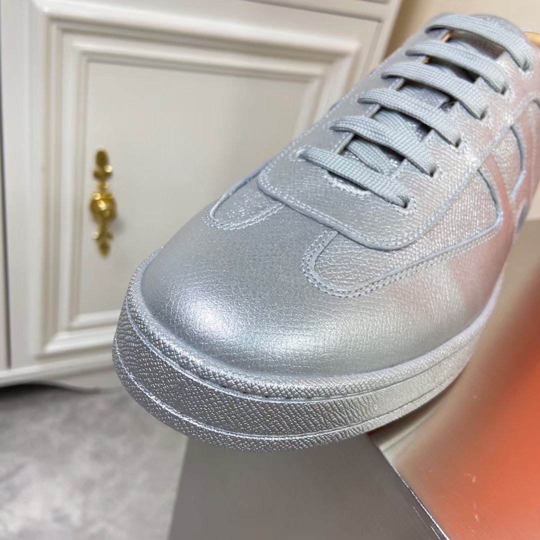 Hermes Boomerang Sneakers In Silver Epsom Leather - Image 7