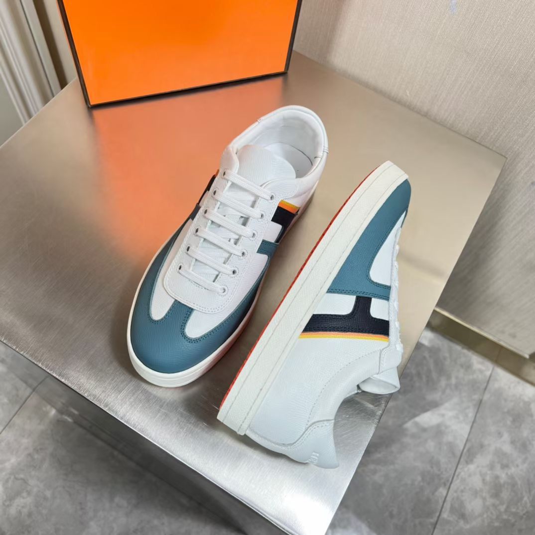 Hermes Boomerang Sneakers In Multicolore Blue Leather - Image 5