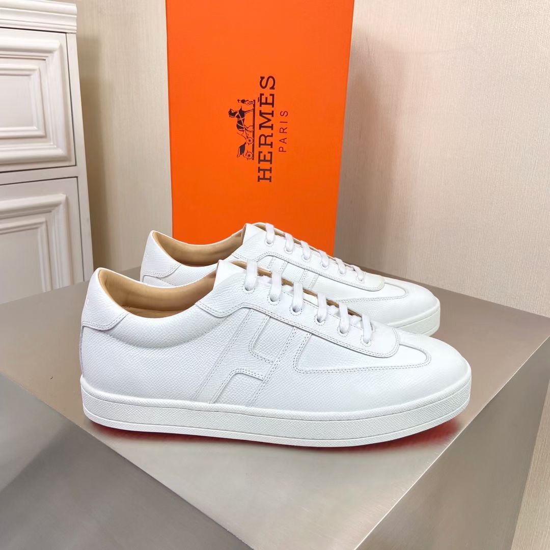 Hermes Boomerang Sneakers In White Epsom Leather - Image 3