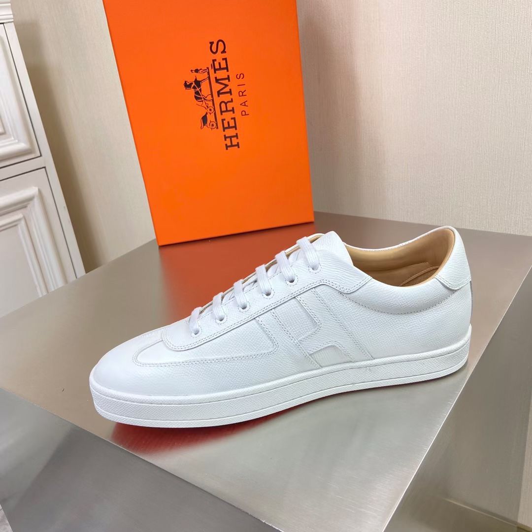 Hermes Boomerang Sneakers In White Epsom Leather - Image 6