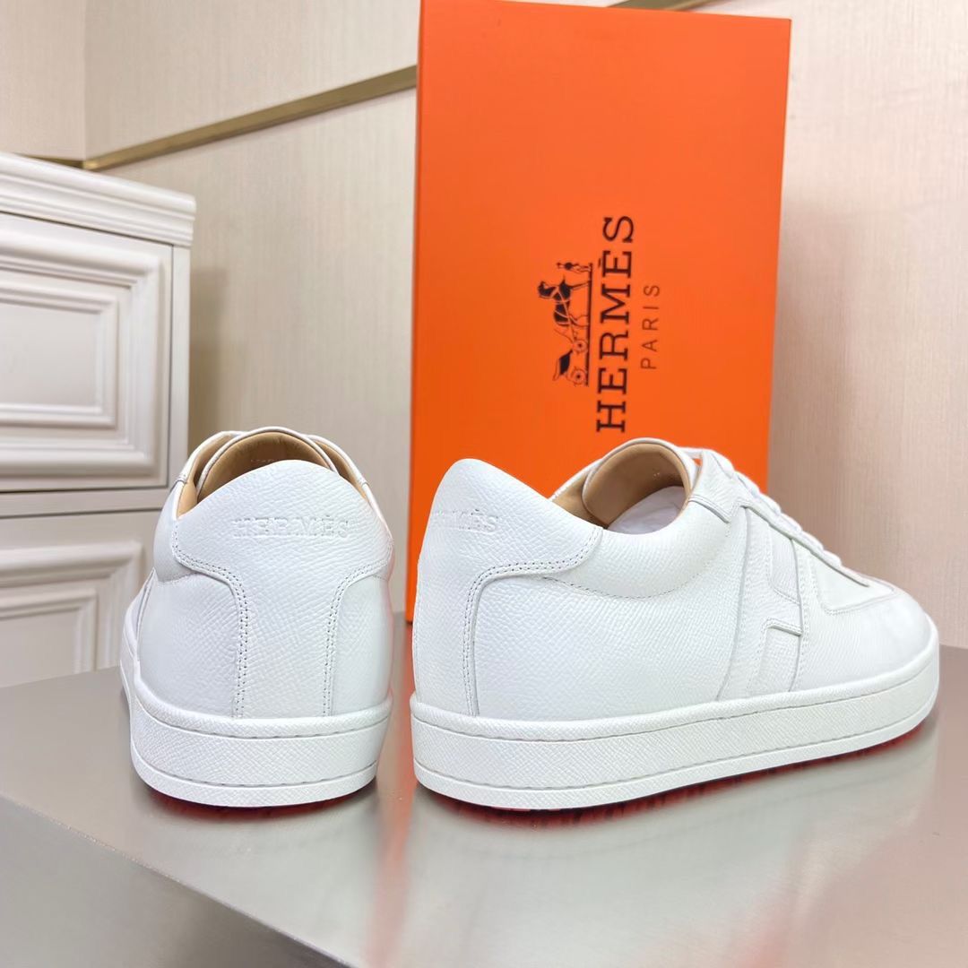 Hermes Boomerang Sneakers In White Epsom Leather - Image 9