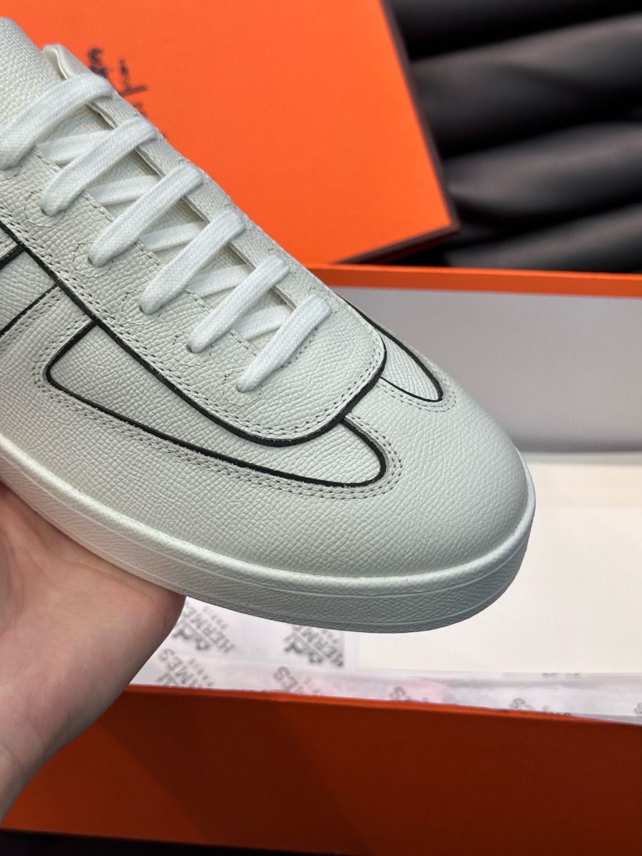 Hermes Boomerang Sneakers In White Epsom Calfskin - Image 9