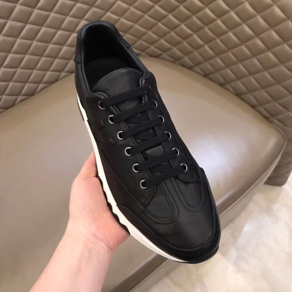 Hermes Men's Trail Sneakers In Black Calfskin Leather - Image 7