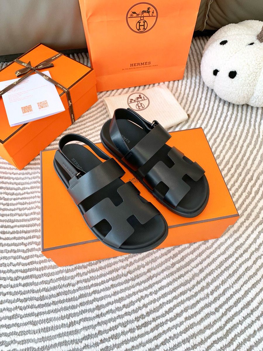Hermes Men's Genius Sandals In Black Calfskin - Image 3