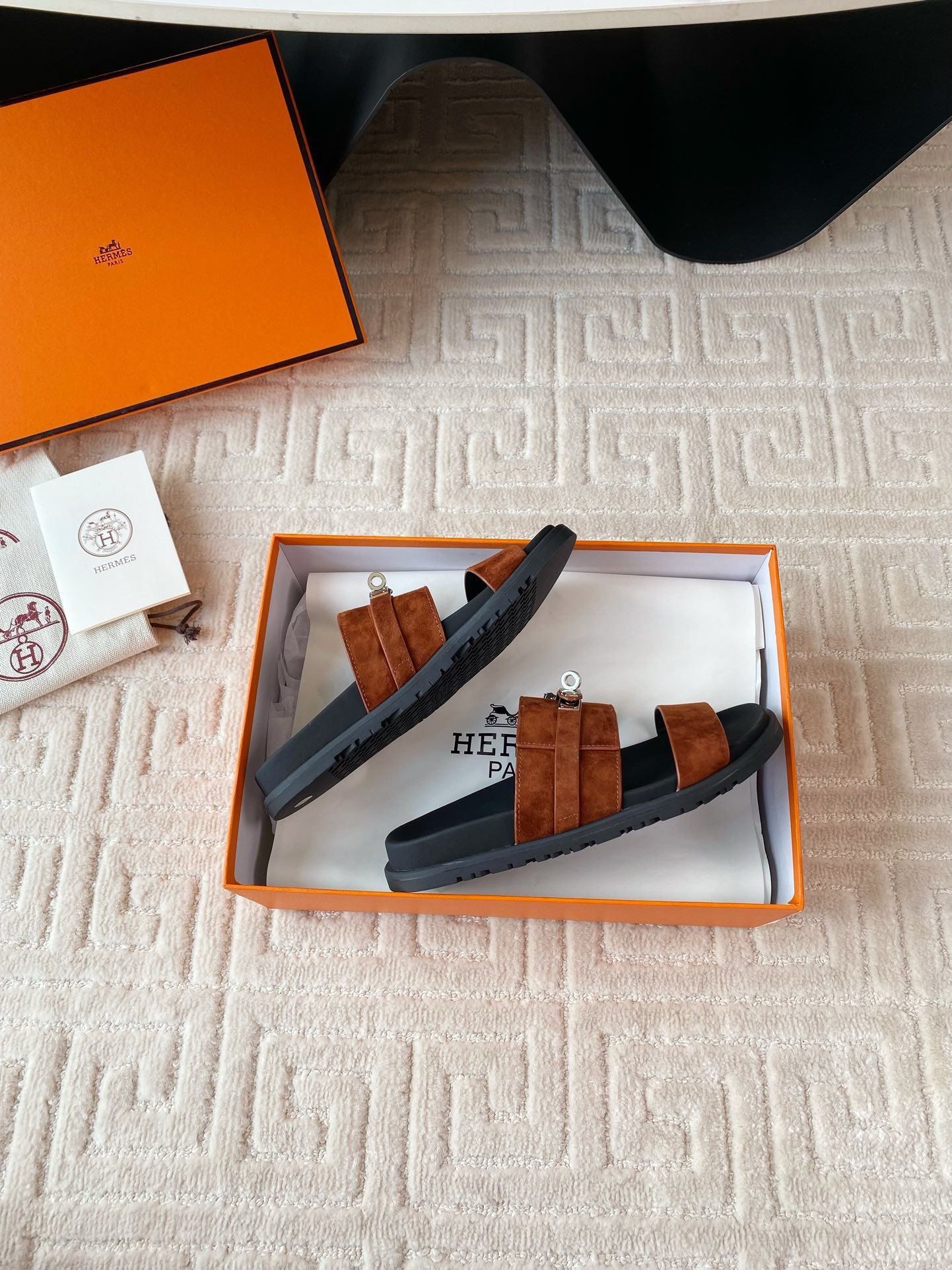 Hermes Men's Jackson Sandal in Brown Suede Leather - Image 9