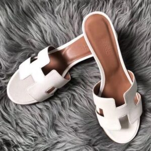 Hermes Oasis Sandals In White Epsom Leather