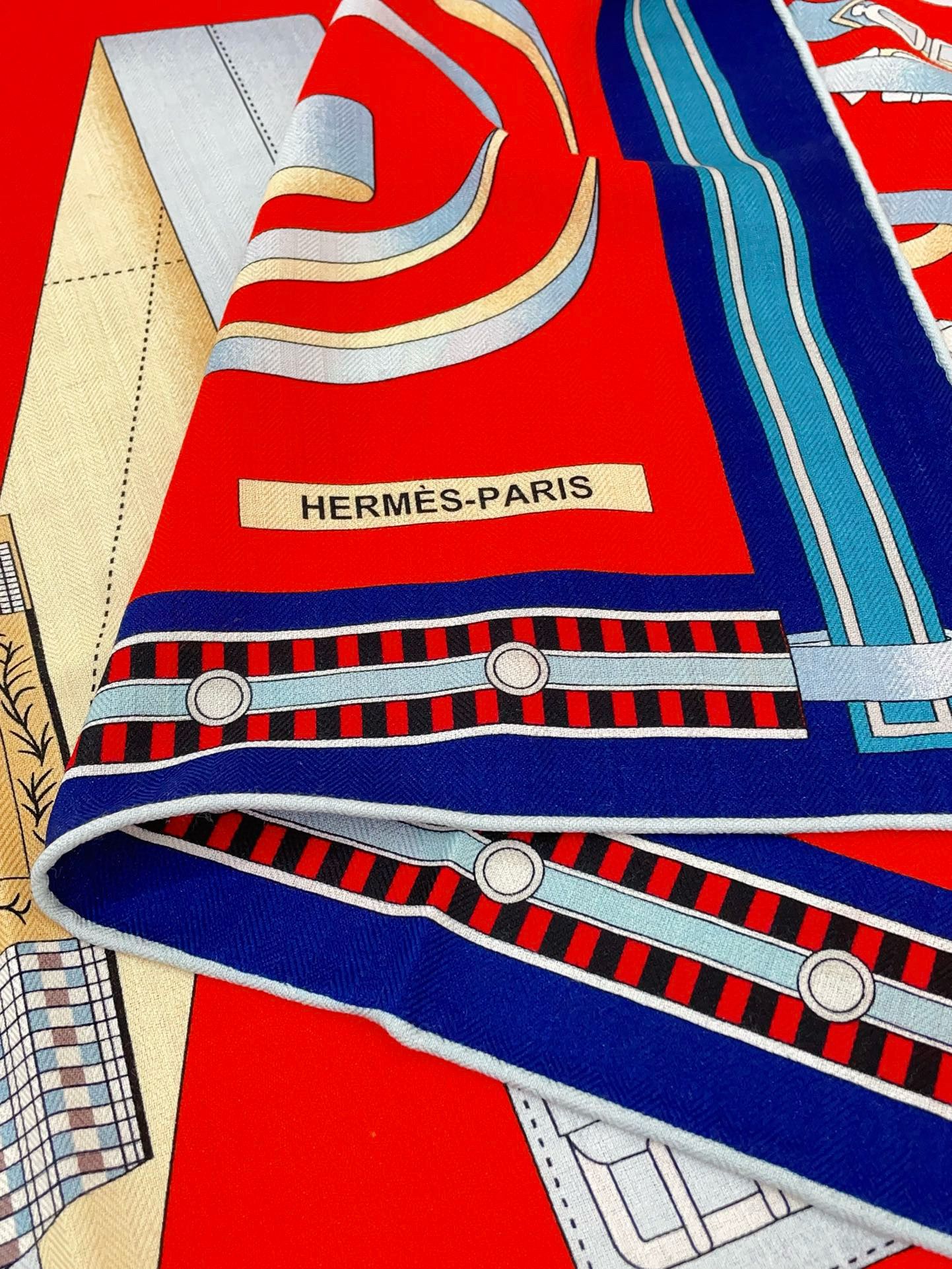 Hermes Piment Lettres Equestres shawl 140 - Image 7