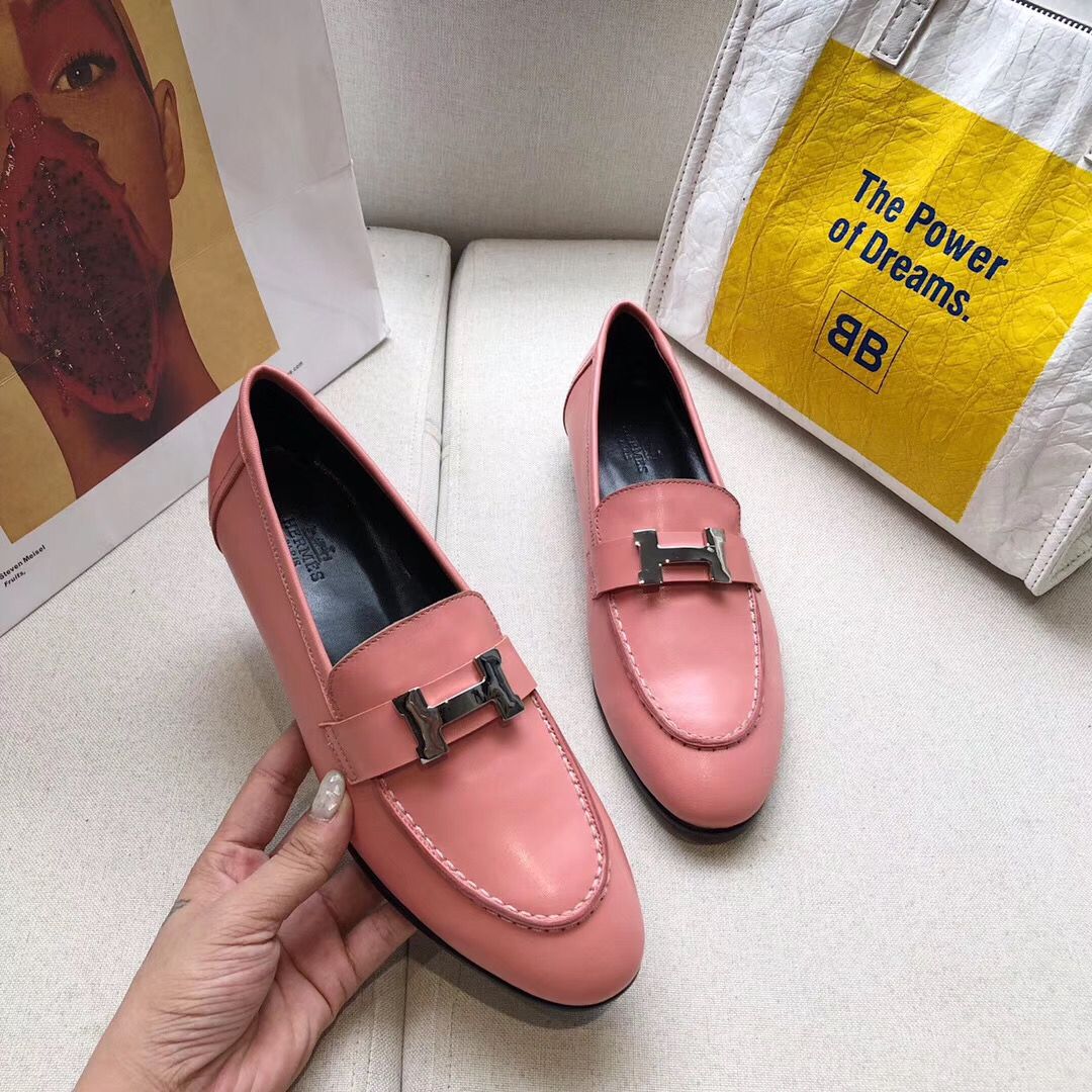 Hermes Paris Loafers In Pink Goatskin - Image 4