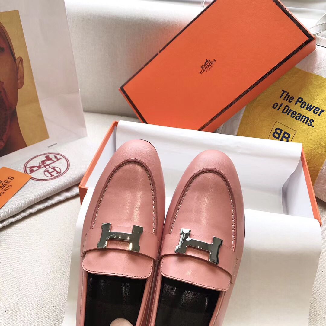 Hermes Paris Loafers In Pink Goatskin - Image 8