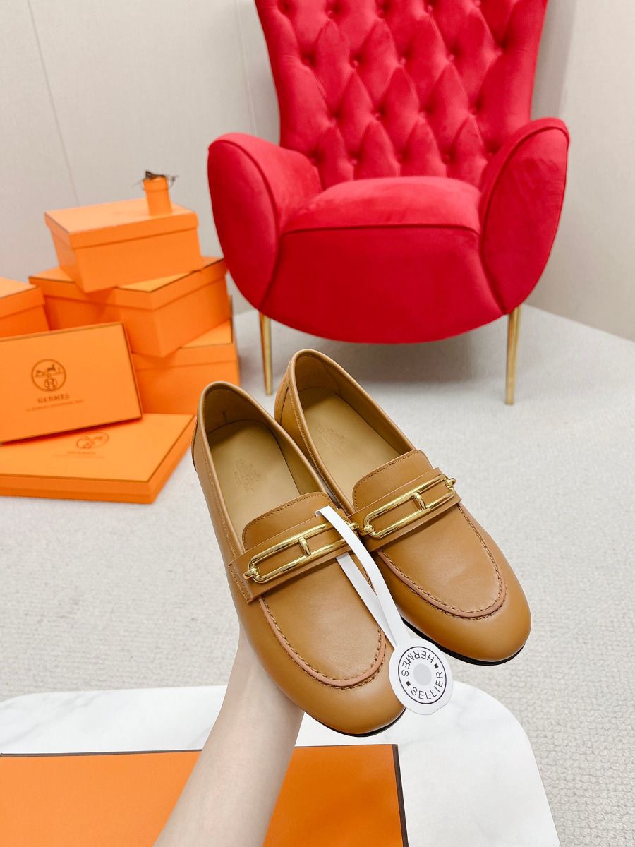 Hermes Women's Colette Loafers in Brown Leather - Image 3