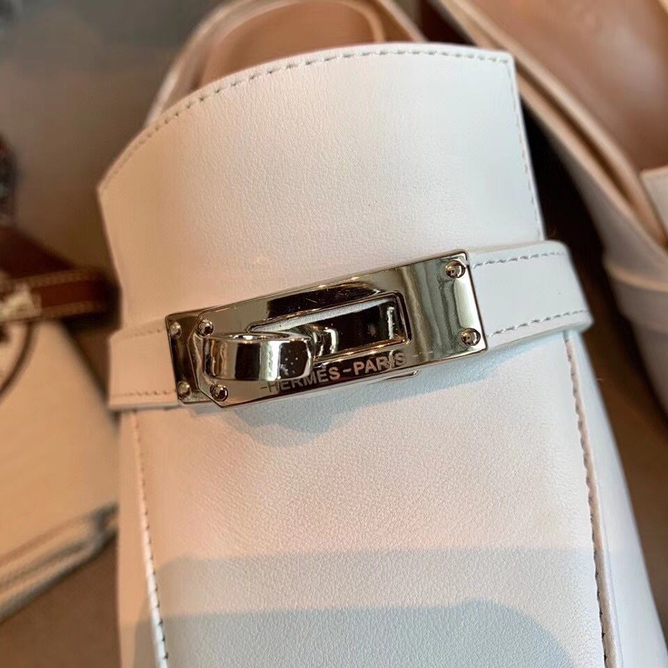 Hermes Blossom Mules 60mm In White Goatskin - Image 8