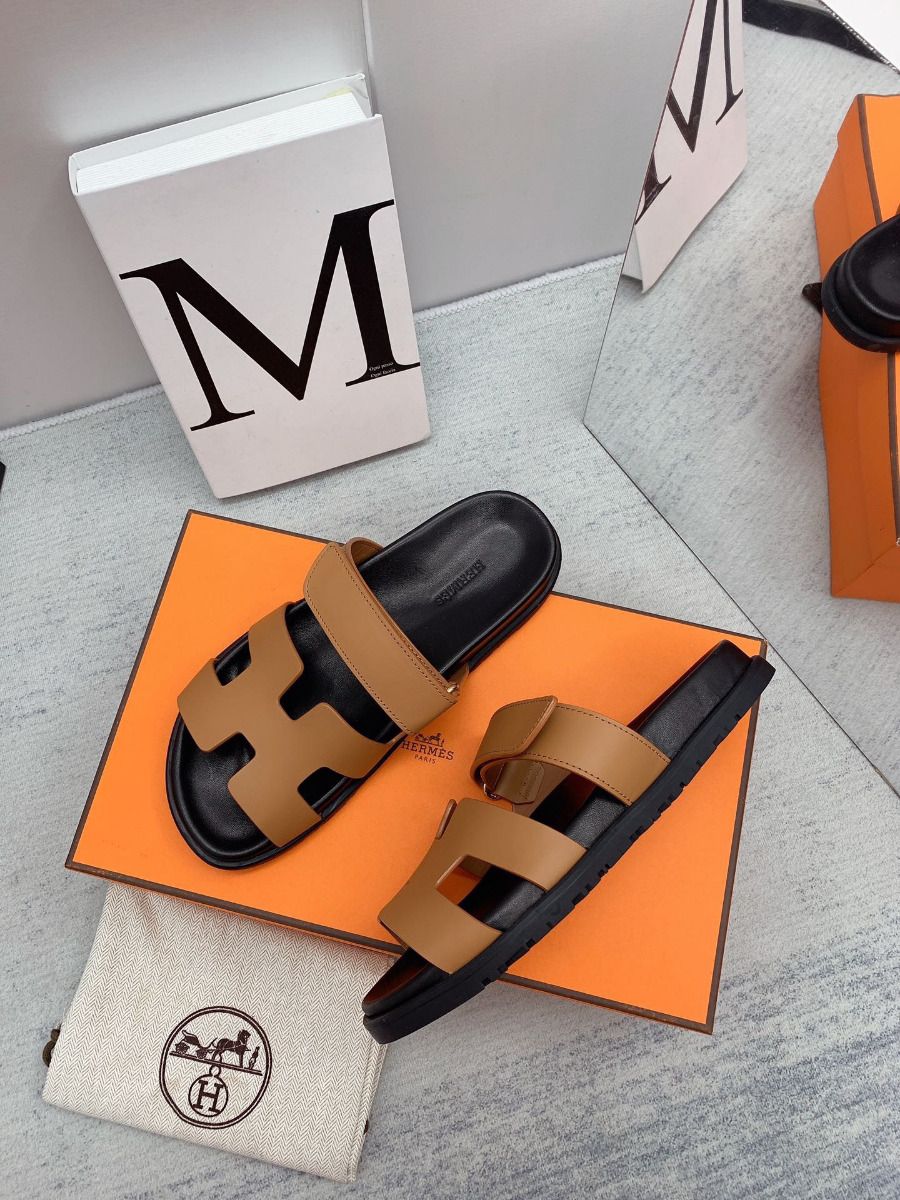 Hermes Women's Chypre Sandals In Brown Calfskin - Image 7