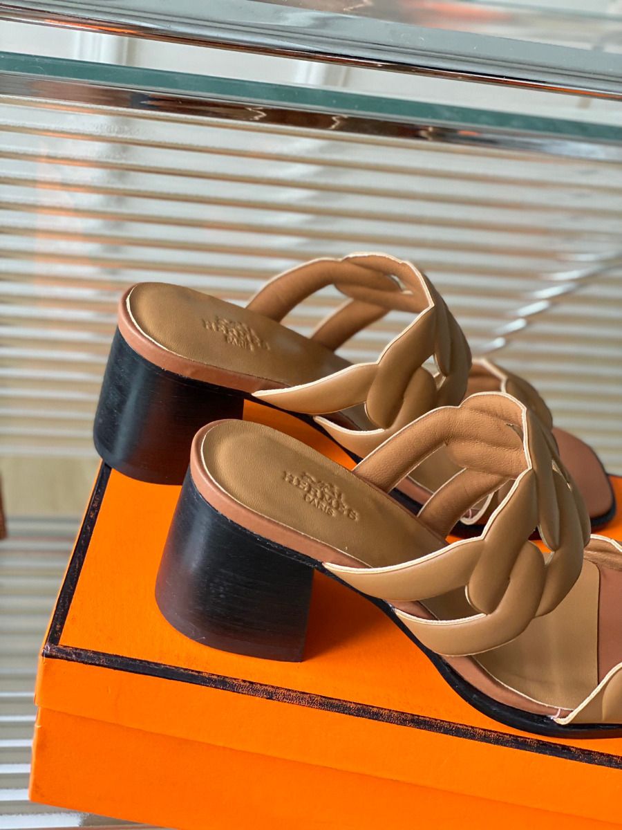 Hermes Gaby Sandals 60mm in Brown Nappa Leather - Image 10