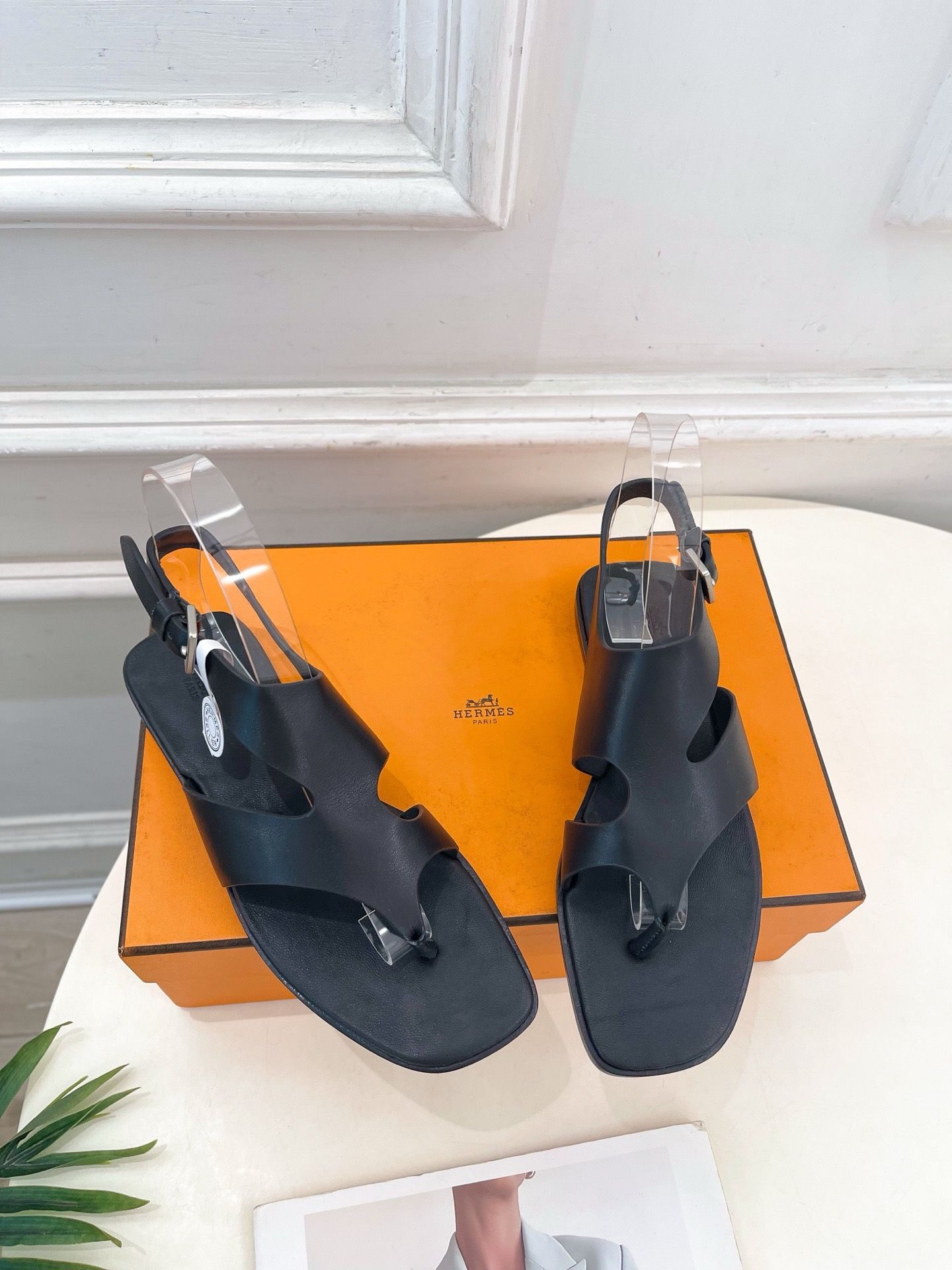 Hermes Karen Sandals in Black Calfskin - Image 6