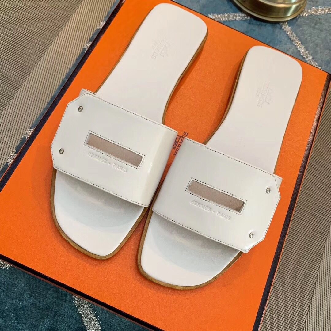 Hermes View Sandals In White Calfskin leather - Image 6