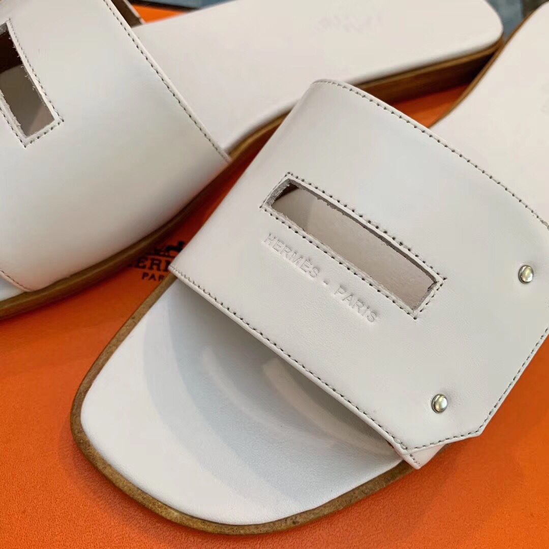 Hermes View Sandals In White Calfskin leather - Image 8