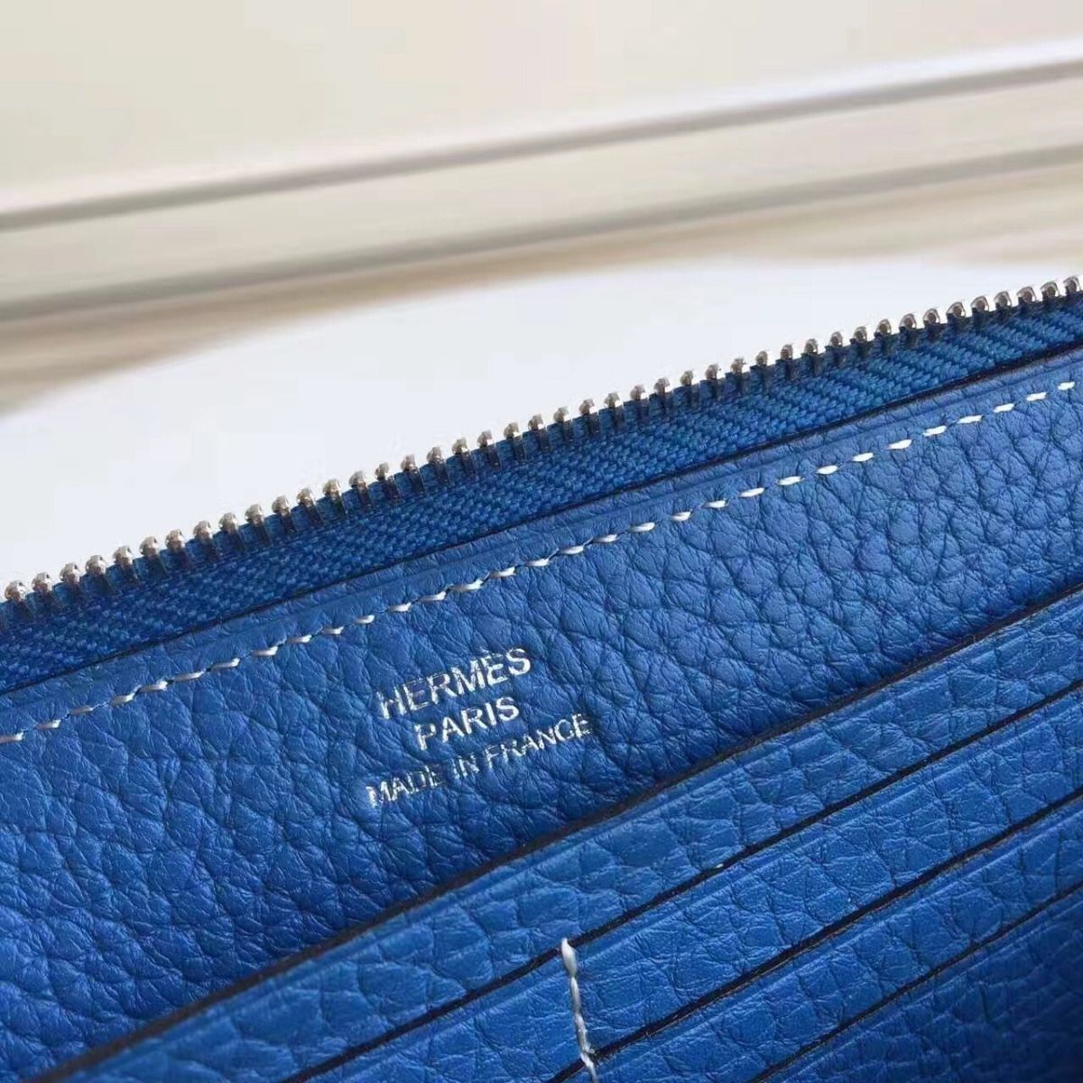 Hermes Blue Clemence Azap Zipped Wallet - Image 9