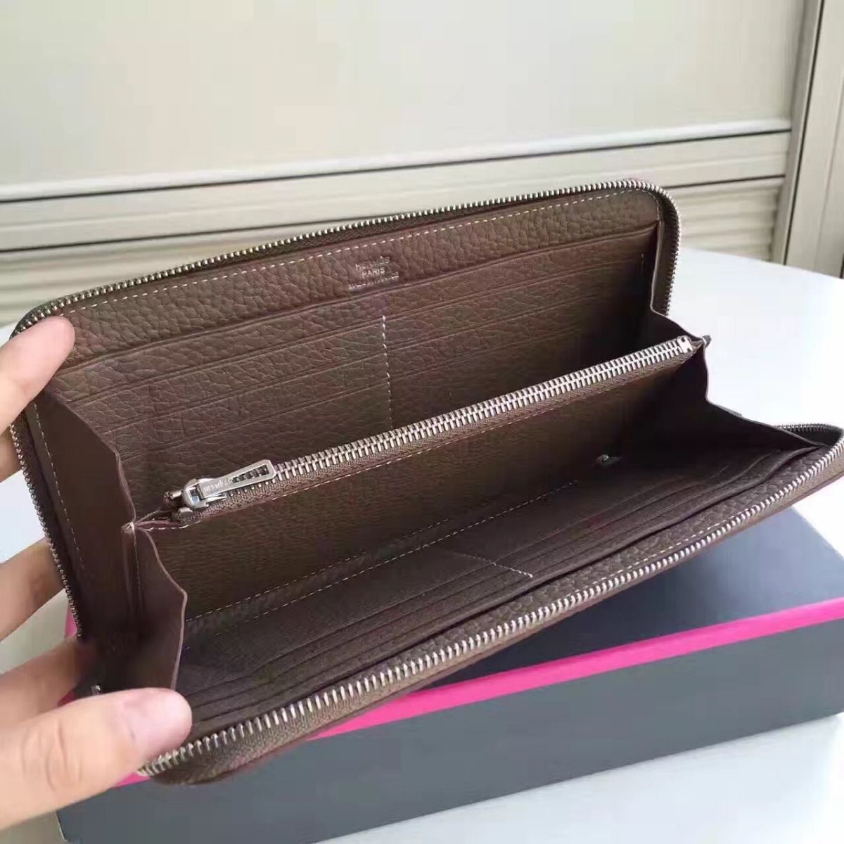 Hermes Etoupe Clemence Azap Zipped Wallet - Image 6